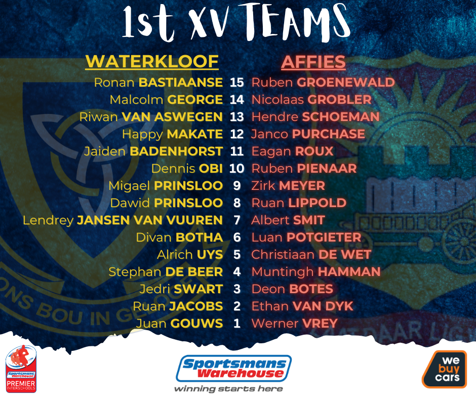 Premier Interschool’s Team Lists Announcement: Waterkloof vs Afrikaans Hoër Seunskool (Affies) 2024